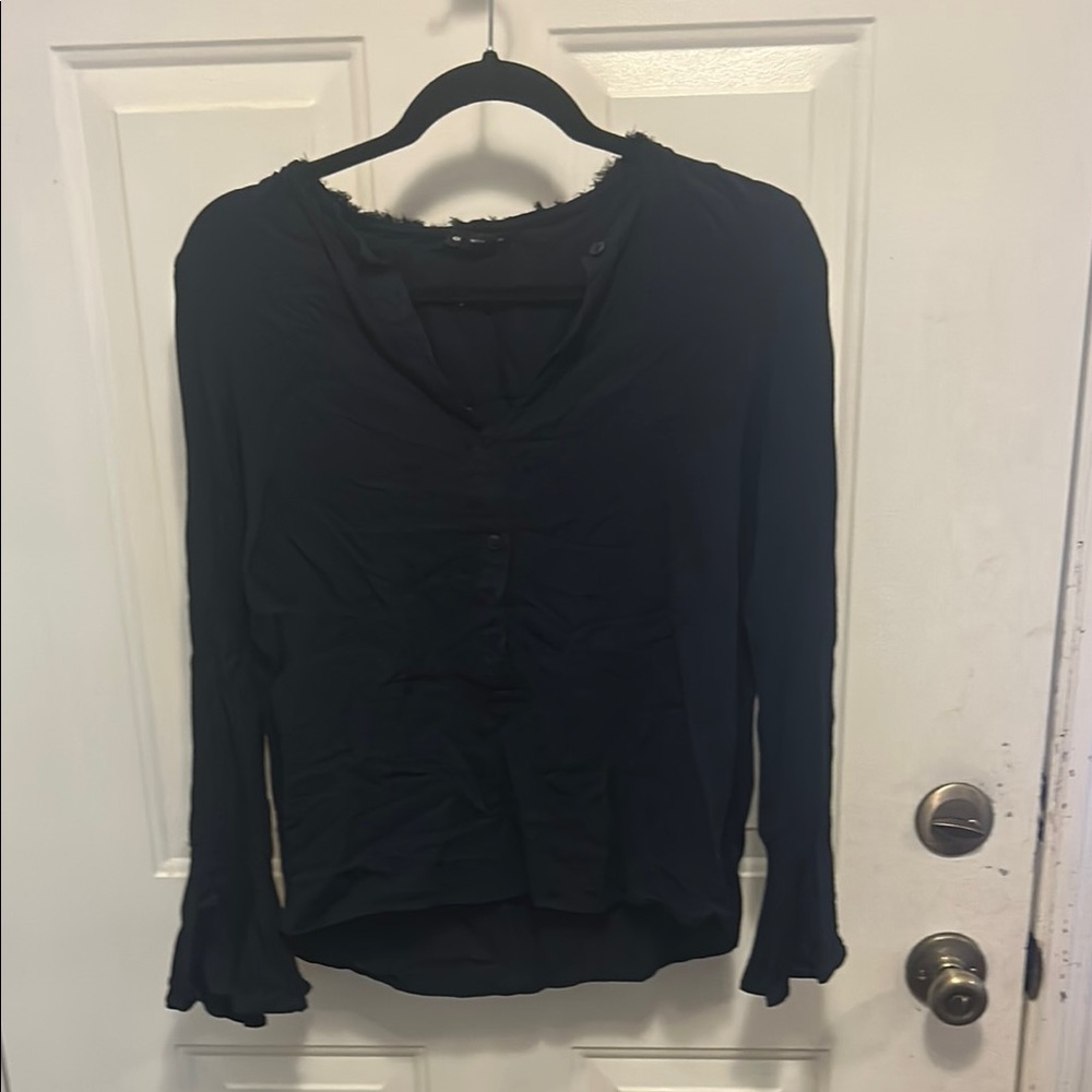 Club Monaco Black Bell Sleeve Blouse